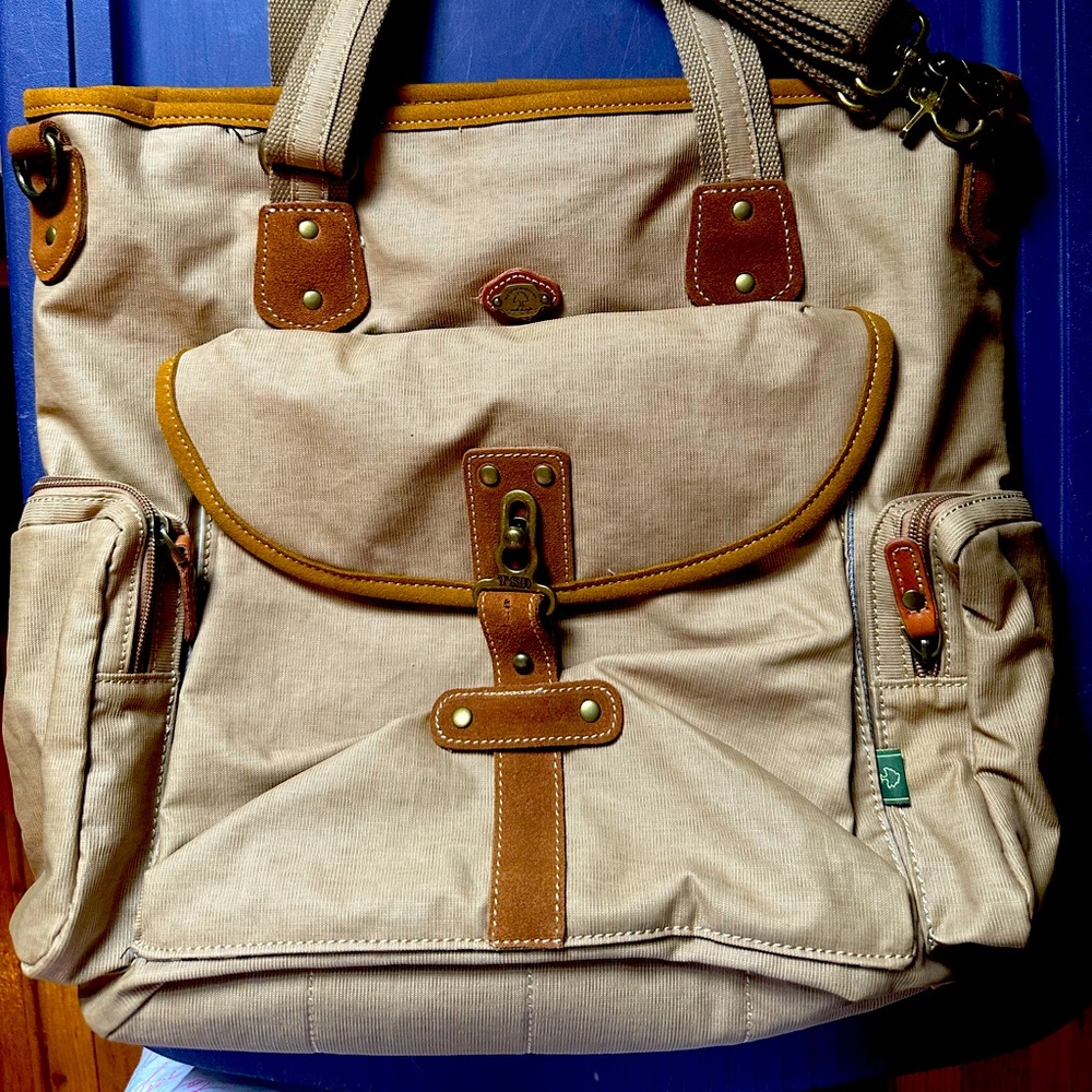 Stylish Tan Canvas Tote Bag
